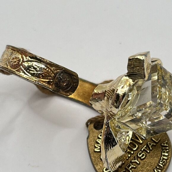 Vintage Austrian Swarovski Crystal Adjustable Flower Ring Original Box Unmarked - Picture 10 of 12